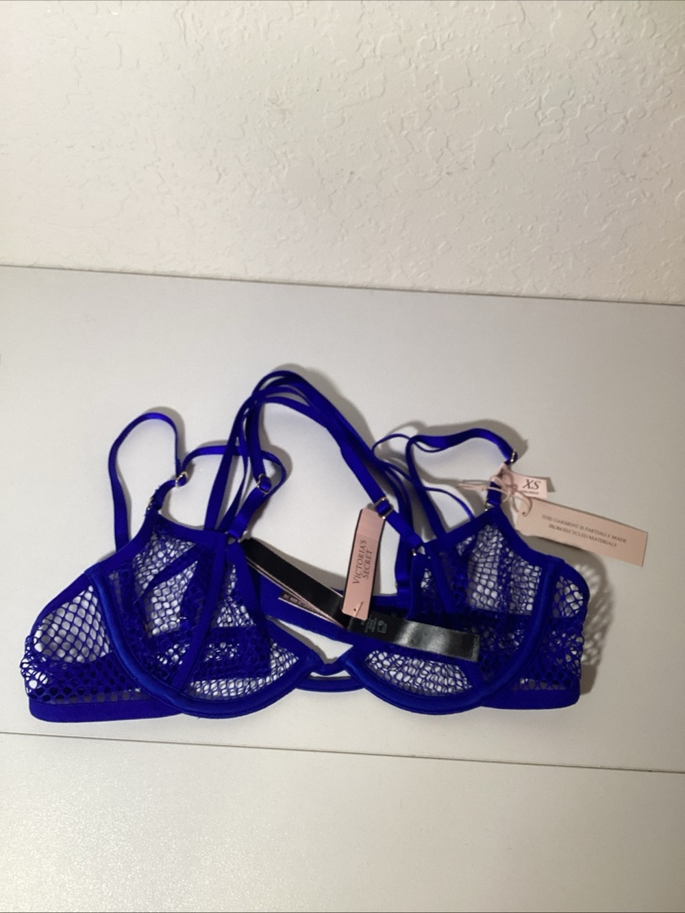 Victoria's Secret Cobalt Blue Mesh Strappy Underwire Bra